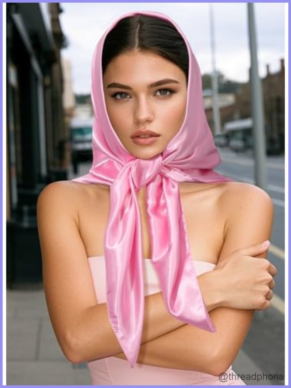 2Pc 35in Satin Silk Like Head Scarf Square Bandana Hair Wrap for Women - Picture 2 of 6